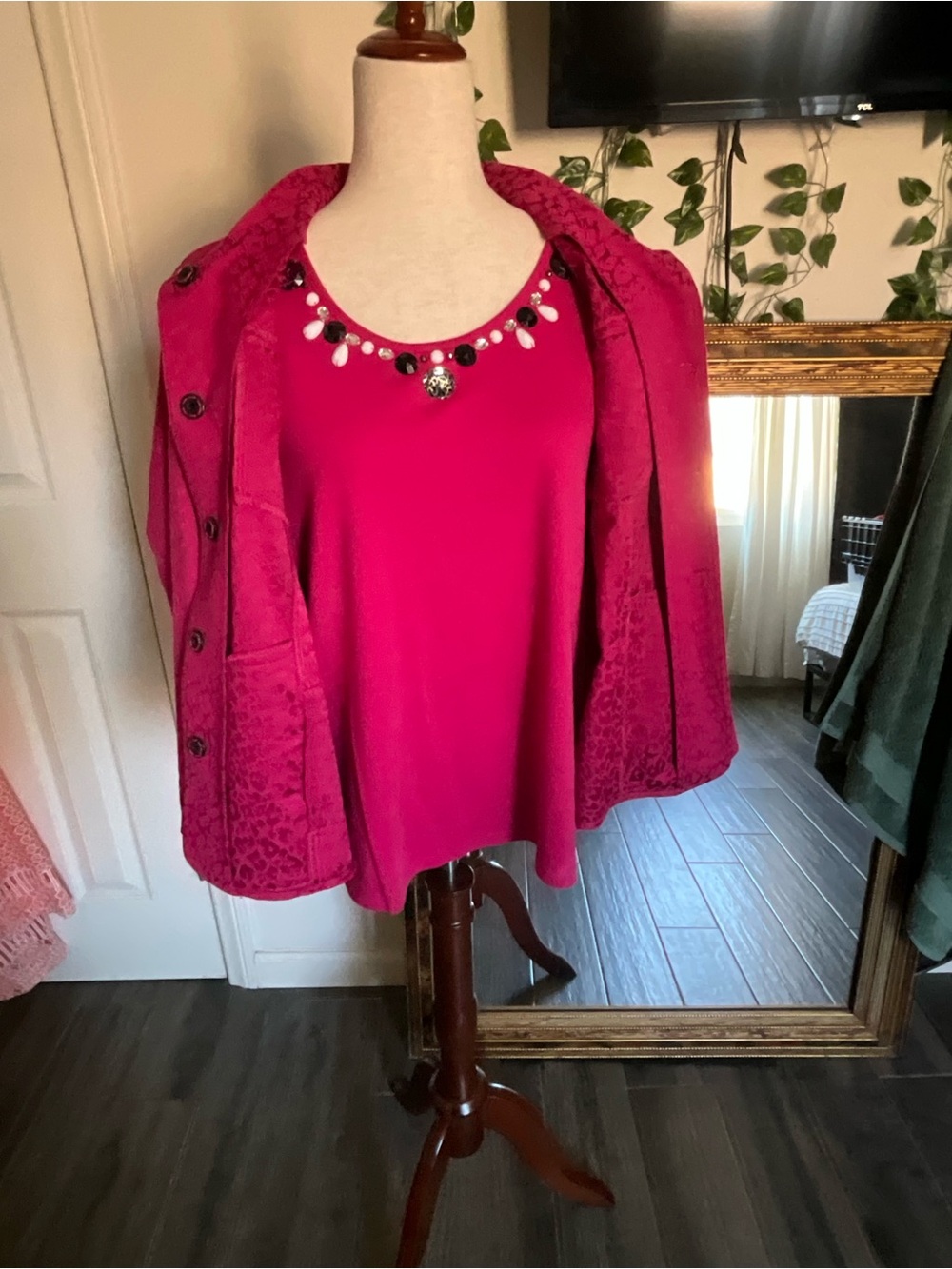 Drapers & Damons Jeweled Fuchsia Top
